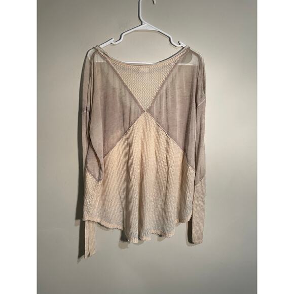 We The Free Cream Burnout Thermal Slouchy Top Size Small - Picture 5 of 9